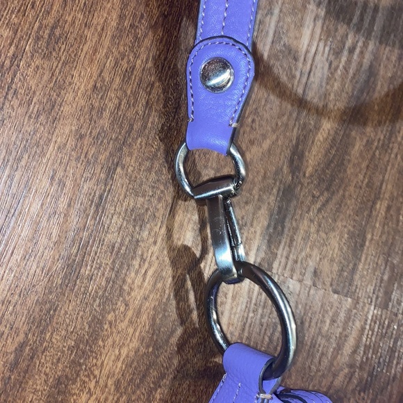 b. Makowsky Purple Slim Genuine Pebbled Leather Crossbody Bag - Picture 14 of 15